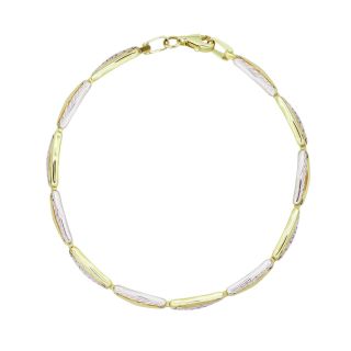Yellow and White Gold Diamond Cut Bracelet
