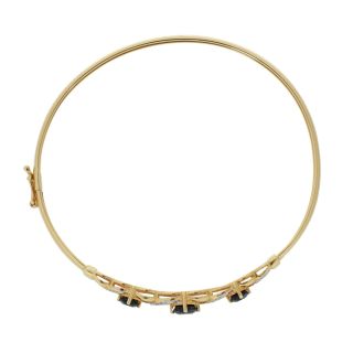 Gold Sapphire and Diamond Accent Flexible Bangle