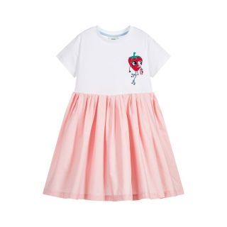 Girls Pink Cotton Logo Dress
