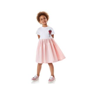 Girls Pink Cotton Logo Dress
