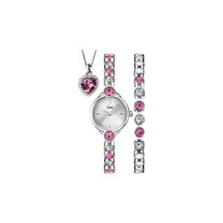 Limit Ladies' Pink Heart Triple Stone Set Watch.
