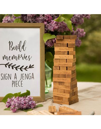 Custom made engraved Oak wood blocks wedding game