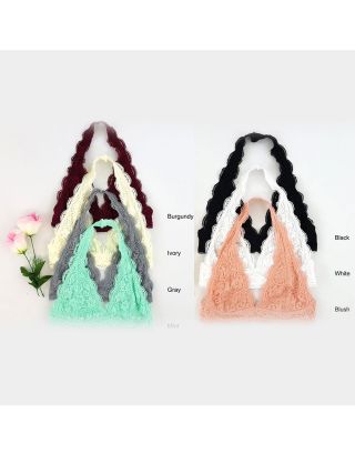 Scalloped Halter Lace Bralette - More colors, Lined