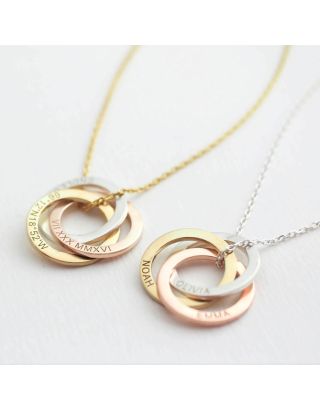 Family Necklace Personalized Gift Linked Circle Necklace