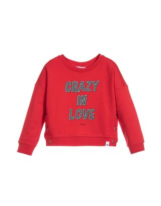 Girls Red Cotton Sweatshirt