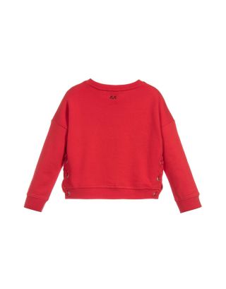 Girls Red Cotton Sweatshirt