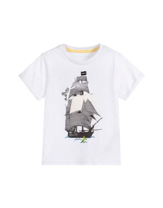 Boys White Cotton T-Shirt