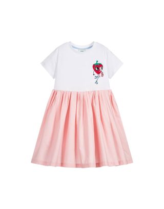 Girls Pink Cotton Logo Dress