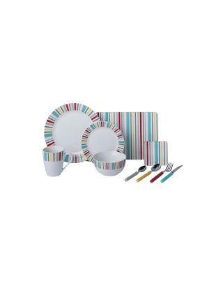 ColourMatch 40 Piece Porcelain Dinner Starter Set - Striped